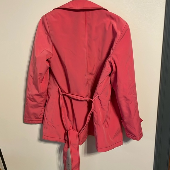 E Spirit Womens Jacket Size Medium Pink Zip Up Collared Belted - Picture 2 of 4